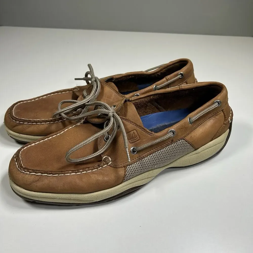 Sperry Top Sider Boat Shoes Men’s 11M Brown Leather Casual Dockside Lace - Picture 3 of 13